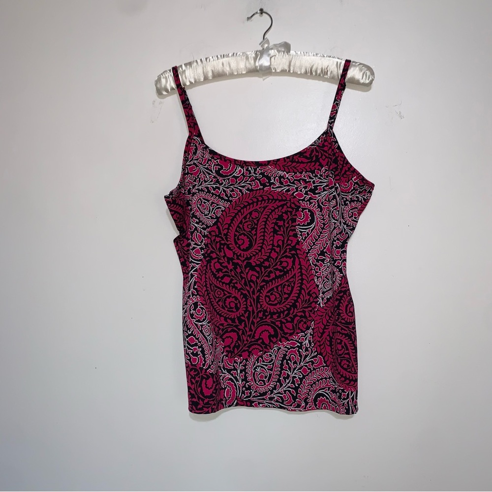Fashion Bug Pink and Black Paisley Camisole X-Large